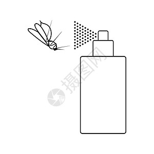 蚊子喷雾图标薄线设计矢量插图背景