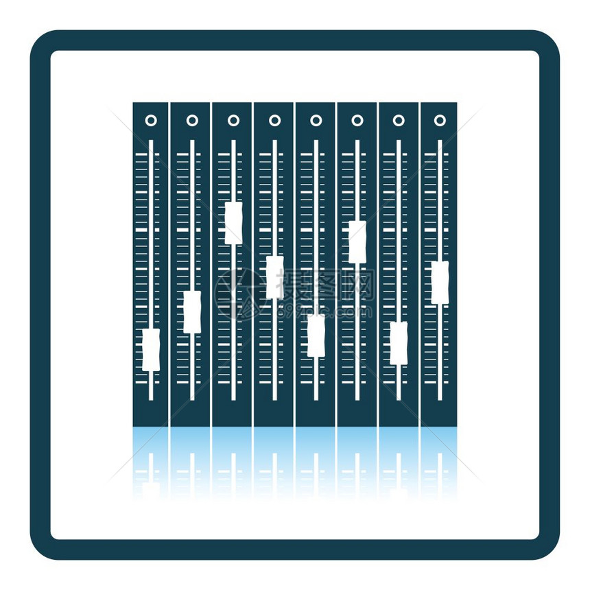 音乐平衡器图标阴影反射设计矢量插图图片