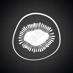 Kiwi图标黑色背景白矢量插图图片