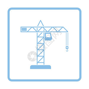 起重机图标蓝框设计矢量插图图片