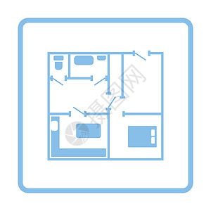 电器手机端模板公寓计划图标蓝色框架设计矢量插图背景