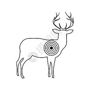 环形图标与目标相连接的鹿环形光影图标细线设计矢量插图背景