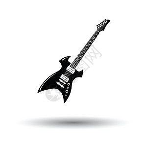 吉他线电子吉他图标白色背景和影子设计矢量插图背景