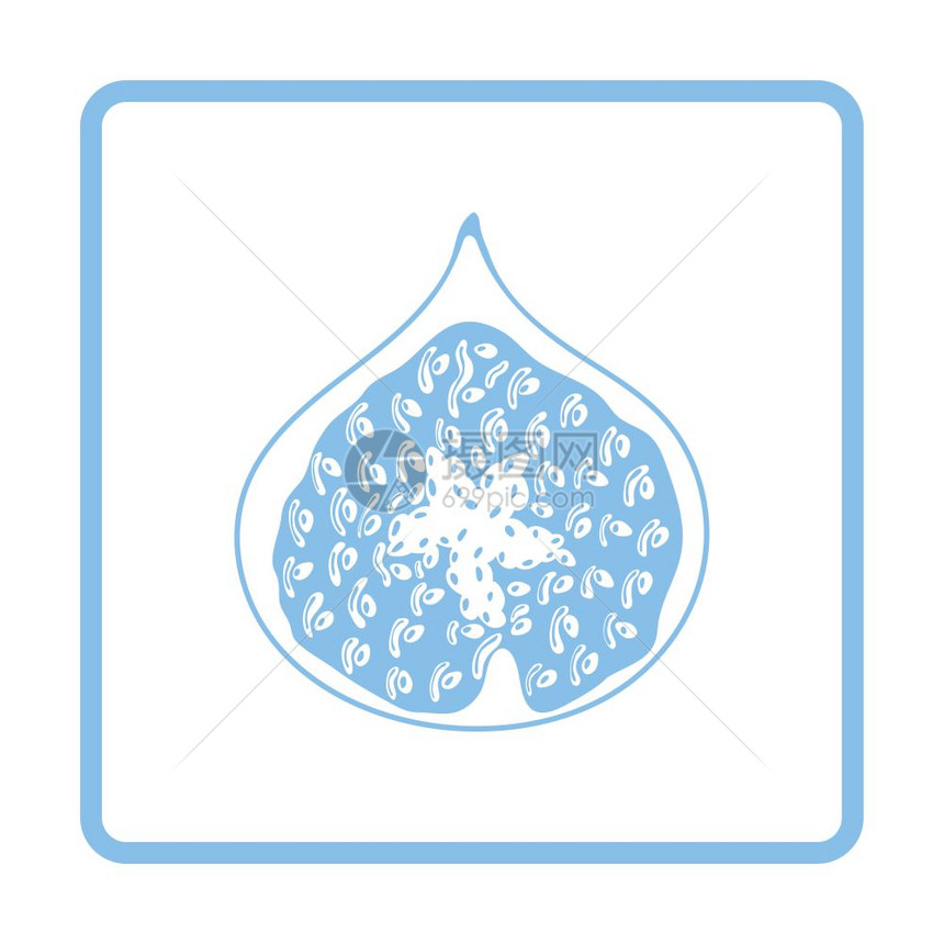 Fig水果图标蓝色框架设计矢量插图图片