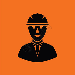 建筑工人头戴盔的图标橙色背景黑矢量插图帽子高清图片素材
