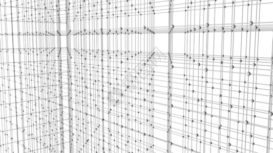 网格球体数字据和网络连接三角线和白背景技术概念领域3D抽象图解背景