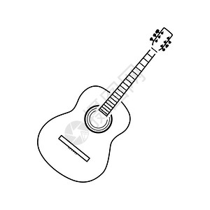 音响吉他图标薄线设计矢量插图背景