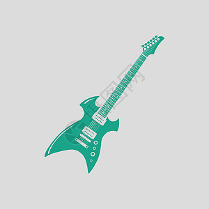 电子吉他图标绿色灰背景矢量插图背景