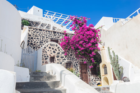 希腊传统洗白石屋希腊圣托里尼岛典型的图片建筑希腊传统洗白石屋背景图片