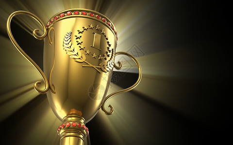 黑色底座获奖和冠军概念黑色背景的金彩奖杯背景