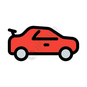 汽车多媒体白色背景红色运动汽车车轮说明图插画