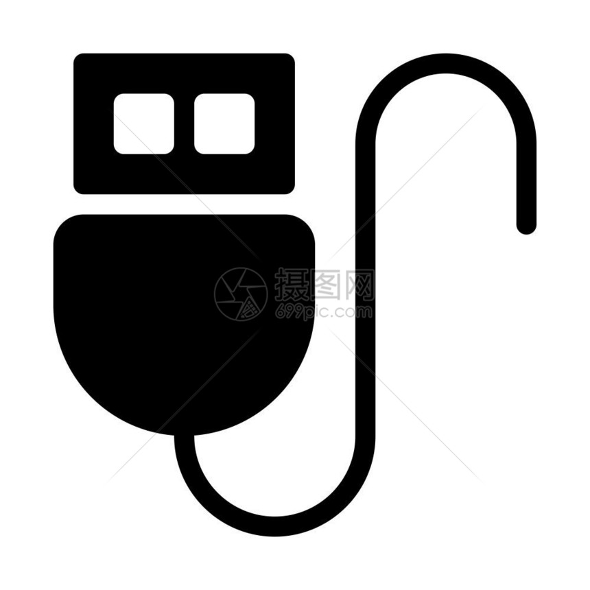 白色背景黑色线条汽车长USB电缆说明图图片