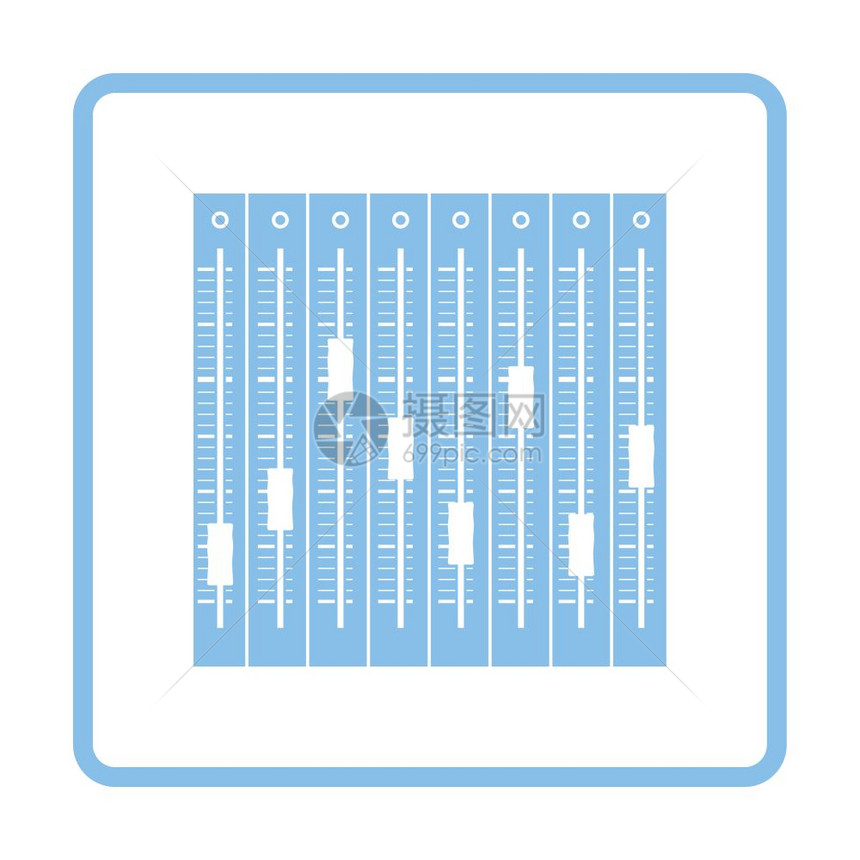 音乐平衡器图标蓝框架设计矢量插图图片