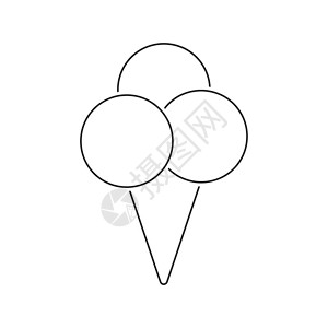 冰淇淋简笔画冰淇淋锥形图标薄线设计矢量插图背景