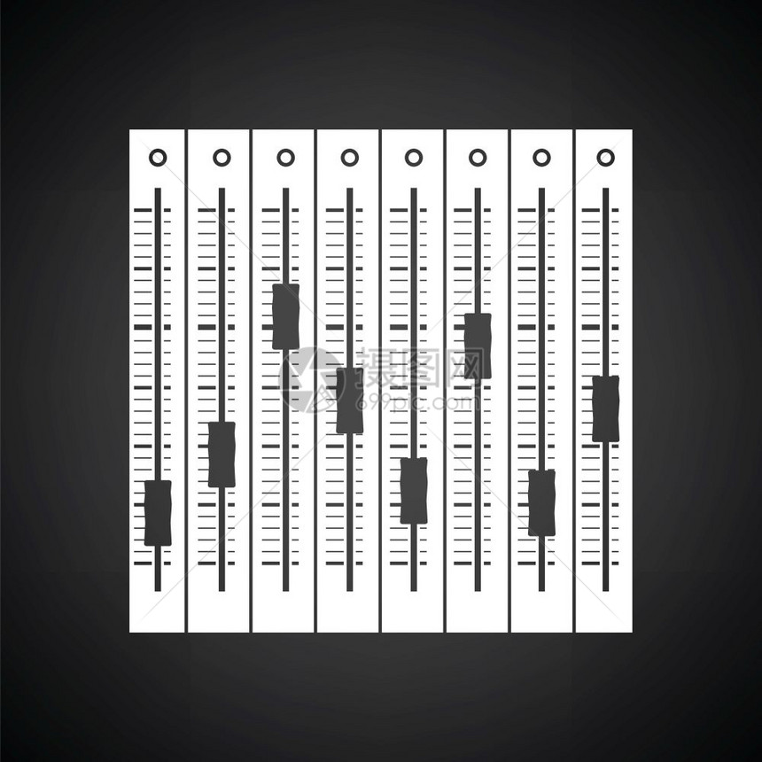 音乐平衡器图标黑色背景白矢量插图图片