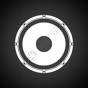 Loudspeaker图标有白色的黑背景矢量插图图片