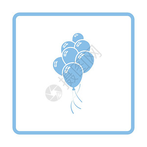 政党气球和恒星图标蓝框架设计矢量图示图片