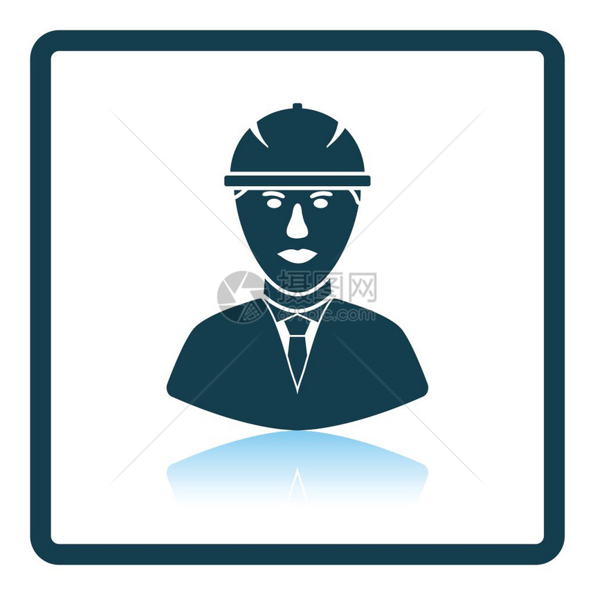 建筑工人头戴盔的图标影子反射设计矢量插图图片
