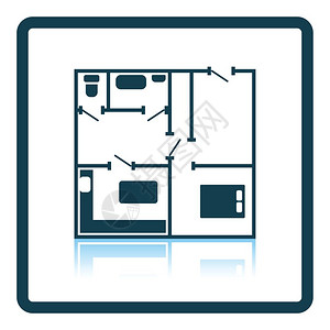 公寓计划图标影子反射设计矢量插图图片