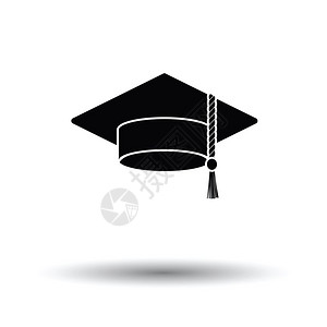 毕业帽图标白色背景加上影子设计矢量图解背景