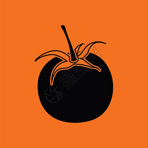 番茄图标黑色橙背景矢量插图背景图片