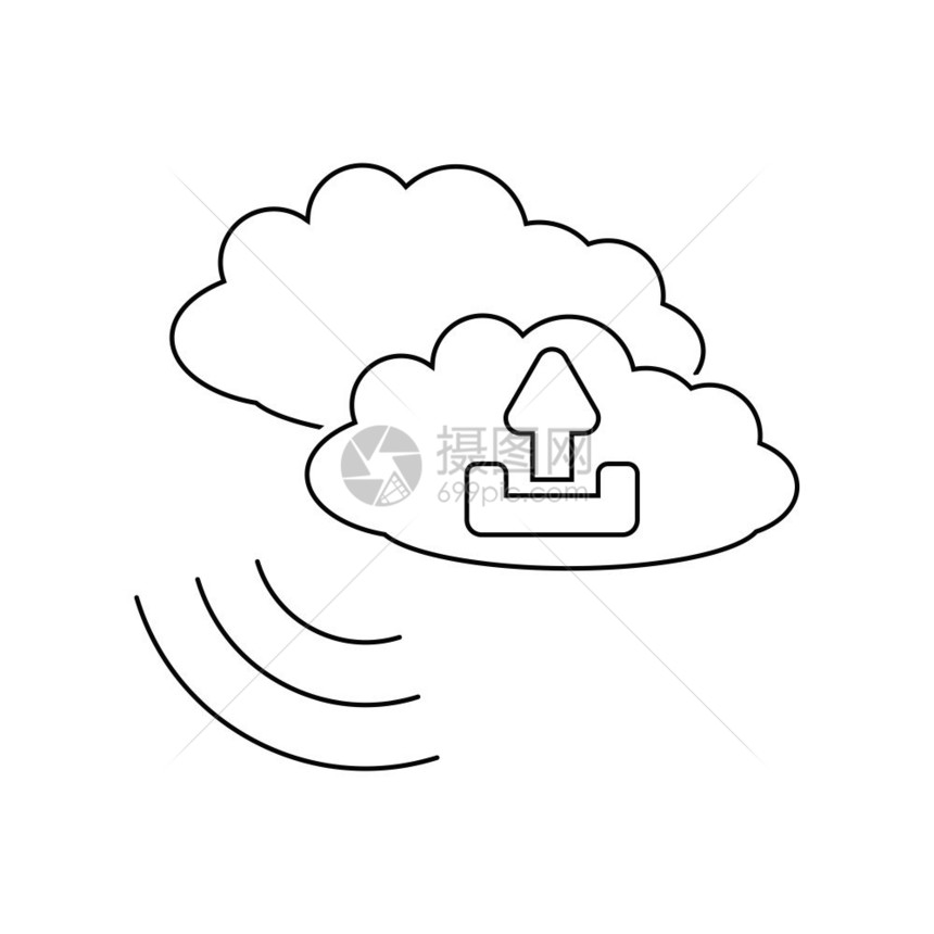 云层上传图标细线设计矢量插图图片