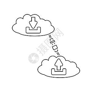 云端连接图标细线设计矢量插图图片