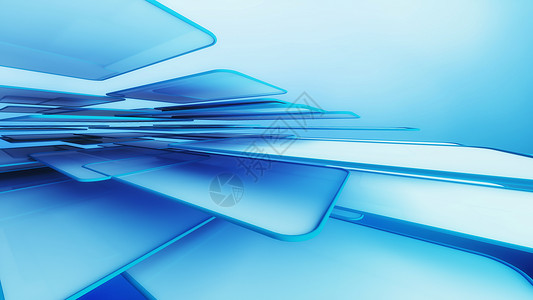 蓝色建筑立方体结构蓝背景技术概念中蓝色背景的建筑立方体3d插图图片
