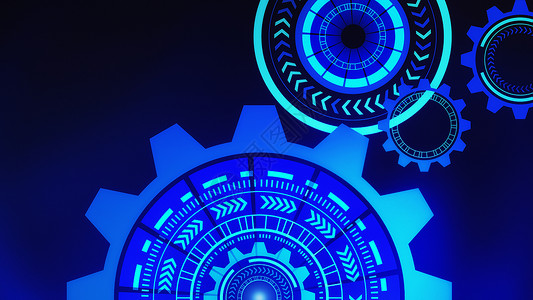 HUD抽象技术圈子黑色背景的蓝动图示设计3插图背景图片
