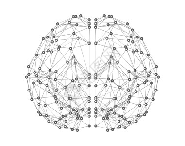 脑科学以计算机数字技术概念人工智能形式在白色背景上孤立的人类大脑图标3d抽象解背景