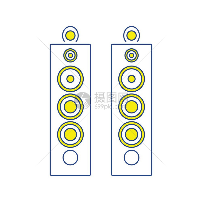 音频系统扬声器图标薄线设计矢量插图图片