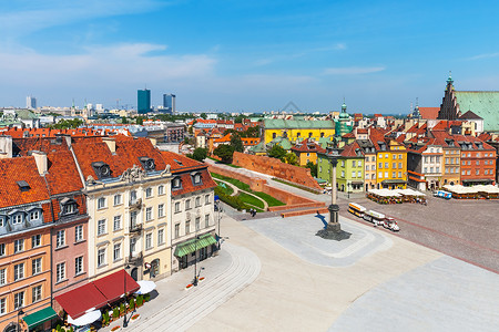 波兰华沙老城夏季风景航空全高清图片