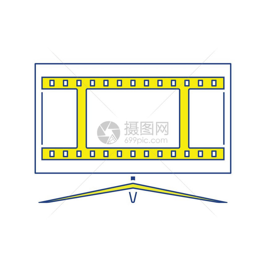 电影视屏幕图标薄线设计矢量插图图片