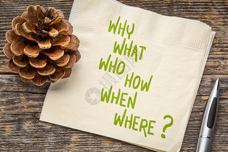 为什么谁如何时在哪里集思广益或决定提出问题在餐巾纸上的笔迹背景图片