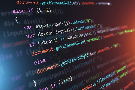 php编程创意抽象的PHP网络设计互联编程HTML语言和数字计算机技术商业概念3D在屏幕监测中以选择焦点效果展示软件源码的宏观点背景