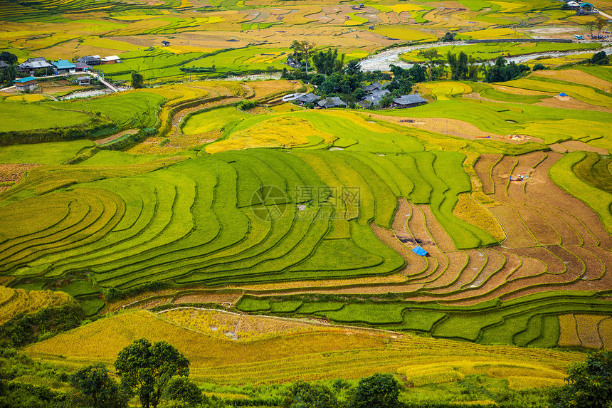 田地准备种植大米LimMongHuyenMuChangChaiNorthen越南图片