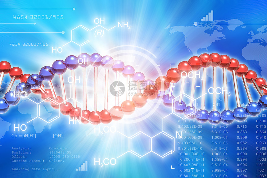 创新的抽象DNA基因研究遗传科学医技术分析概念3D提供DNA分子结构和研究数据网络空间的图解图片