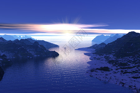 早晨在挪威的峡湾图片