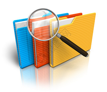 文件搜索概念文件夹和放大镜高清图片