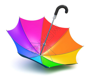 黑盾胡蜂彩色虹雨伞黑把手颠倒在白色背景上孤立的白色背景上背景