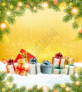 圣诞礼物加兰和盒矢量图片
