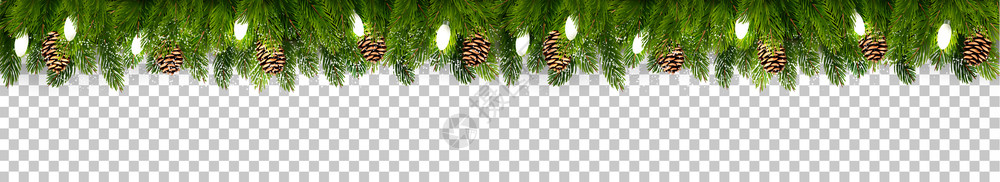 圣诞节装饰树枝和加兰背景透明矢量图片