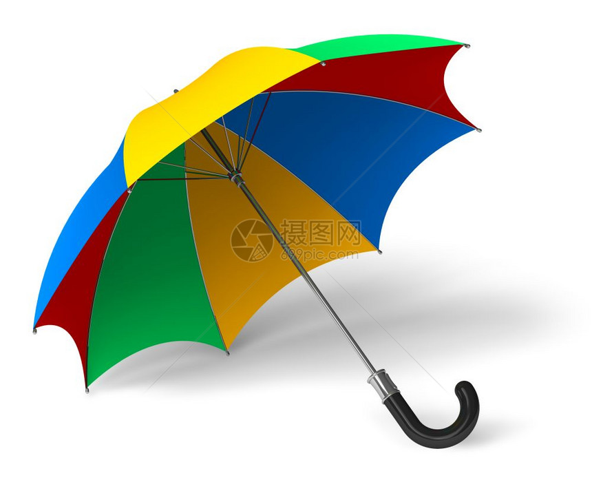 白色背景上孤立的彩色伞图片