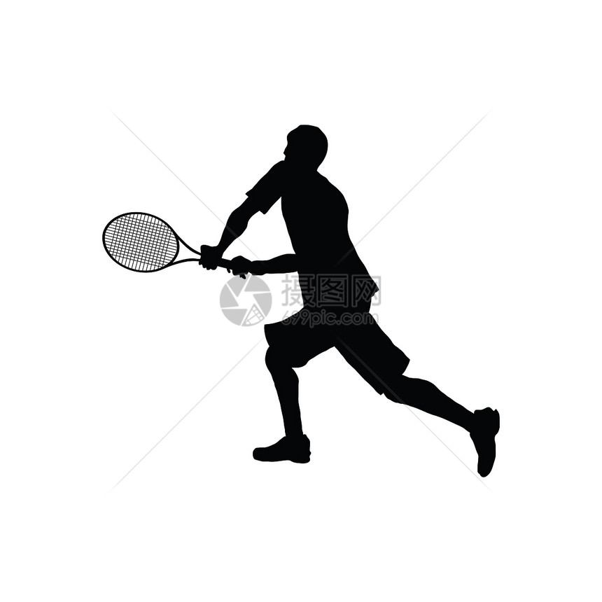 网球环影黑白矢量插图图片