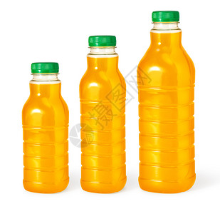 三瓶橙汁白底隔离在图片