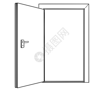 卡通画绘制邀请开放门的概念插图背景图片