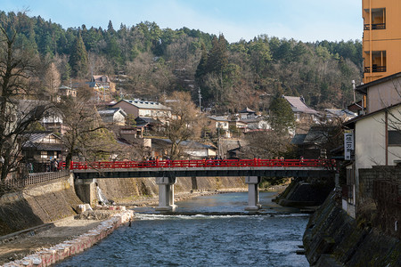 日本高山红桥背景