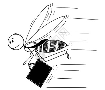 卡通棍描绘商人的概念插图他们被描绘成辛勤劳动的昆虫蜜蜂或急于做更多的工作背景图片