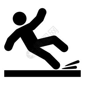 地板图标坠落的男子图标黑色矢量显示平板样式简单图像插画