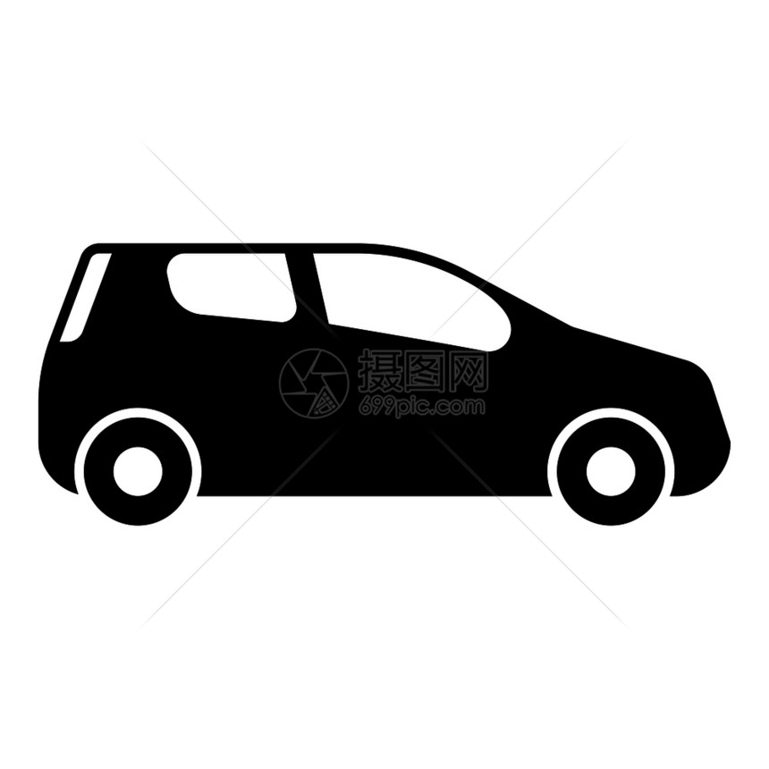 白色背景黑色旅行赛车图标图片